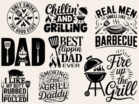 Barbecue Grill Bundle, Funny BBQ Quote Graphics for Crafts