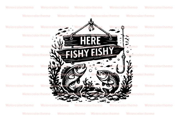 Here Fishy Fishy SVG Cut File for Crafts and Graphics